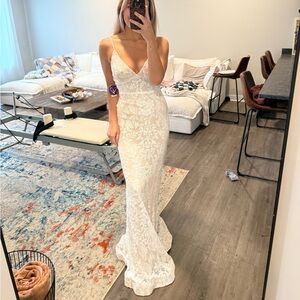 NWT White Sequin V-Neck Maxi